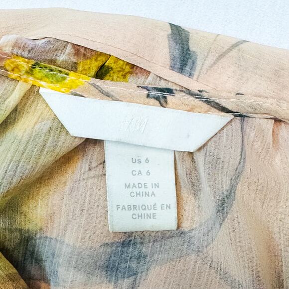 H&M Peach Floral V-Neck Maxi Dress - Size 6 - Picture 6 of 8